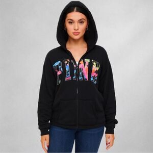 Victoria’s  Secret Pink Sherpa Reversible Full Zip Hoodie Sweatshirt Size M